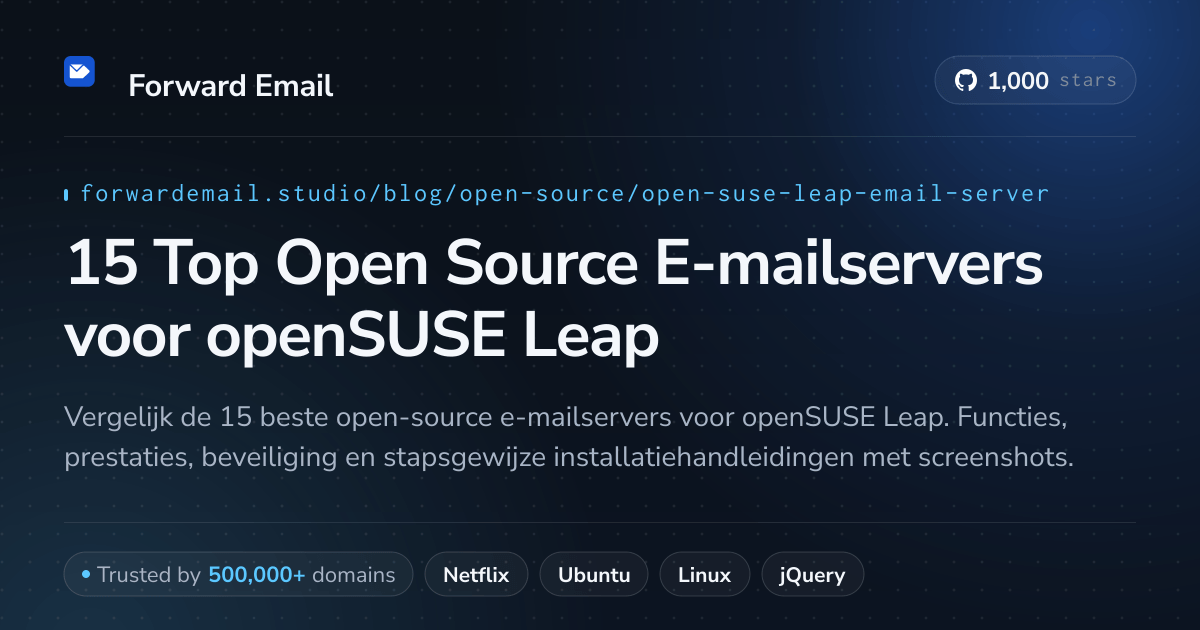 15 Top Open Source E-mailservers voor openSUSE Leap 2026