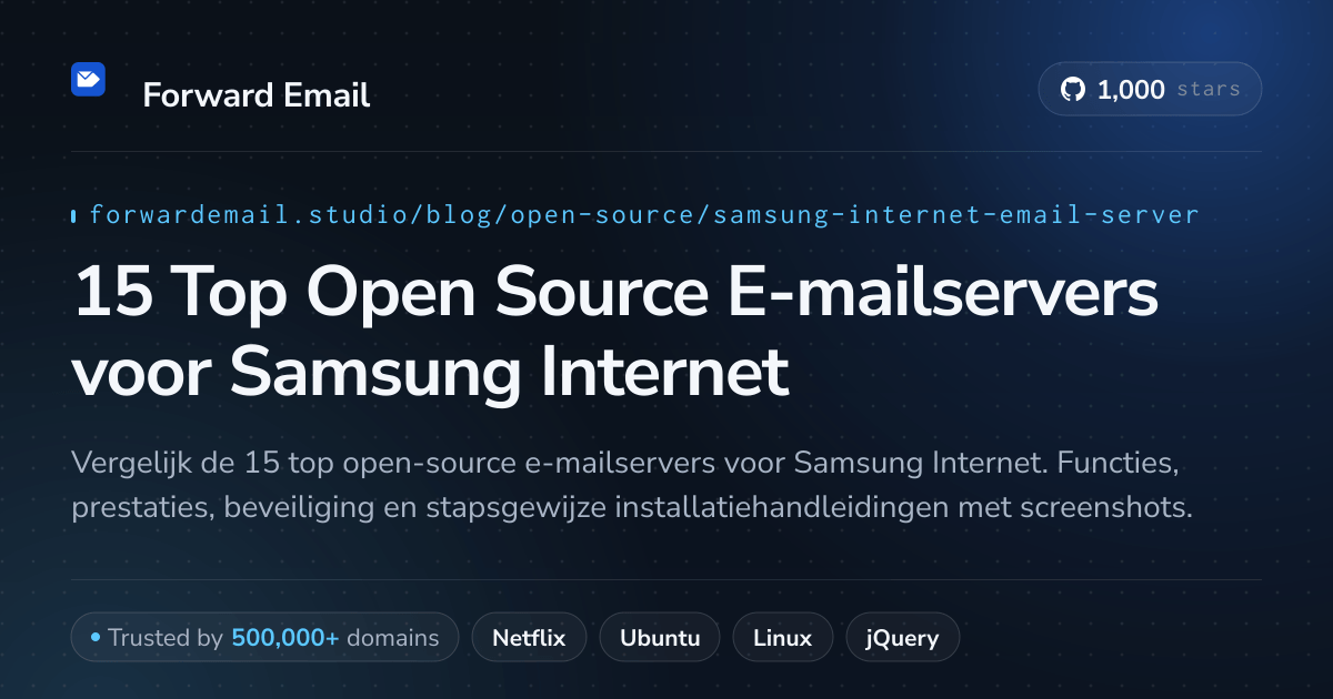 15 Top Open Source E-mailservers voor Samsung Internet 2026
