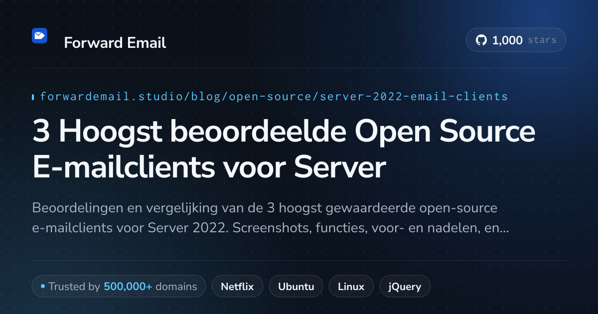 3 Hoogst beoordeelde Open Source E-mailclients voor Server 2022 2026
