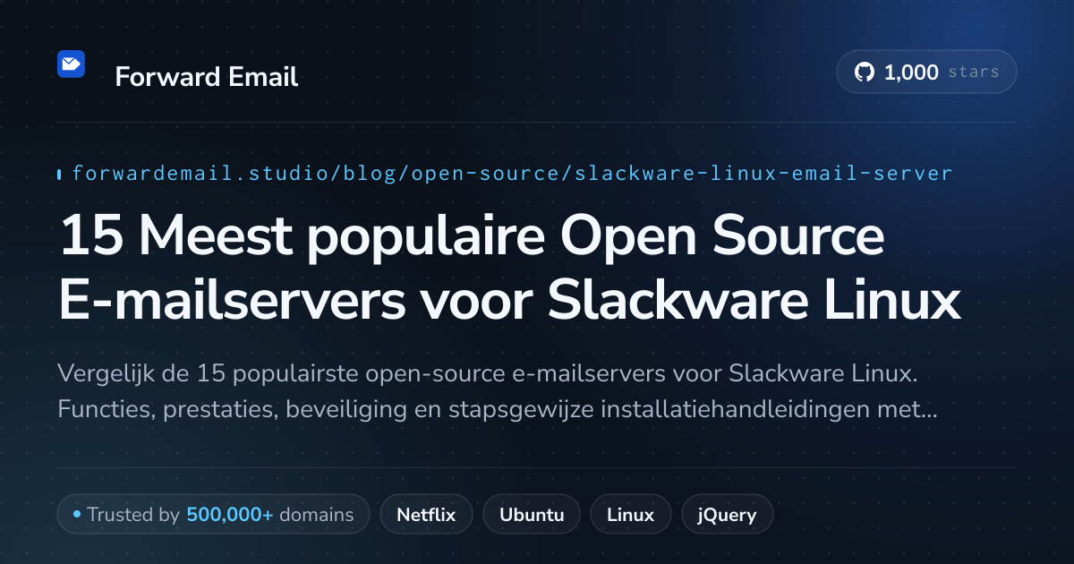 15 Meest populaire Open Source E-mailservers voor Slackware Linux 2026