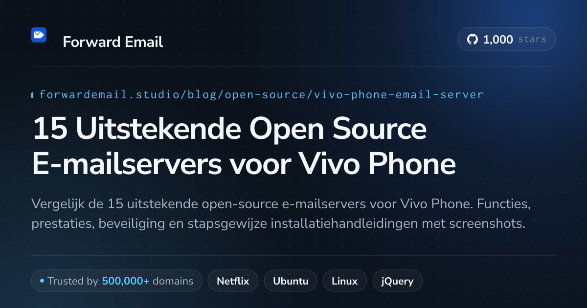 15 Uitstekende Open Source E-mailservers voor Vivo Phone 2026