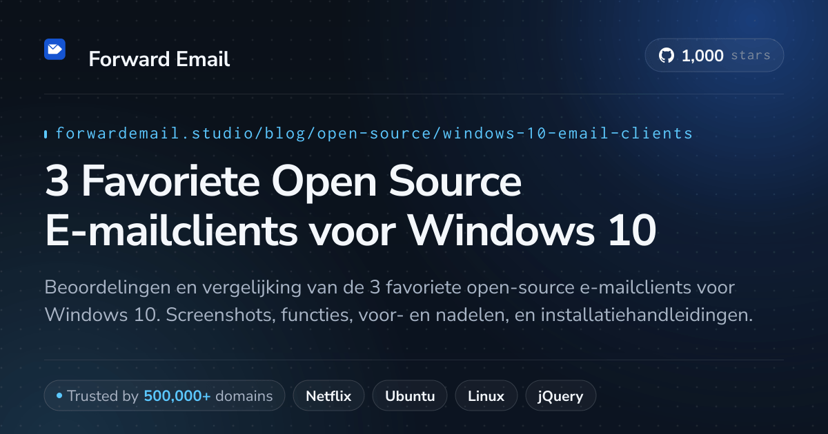 3 Favoriete Open Source E-mailclients voor Windows 10 2026