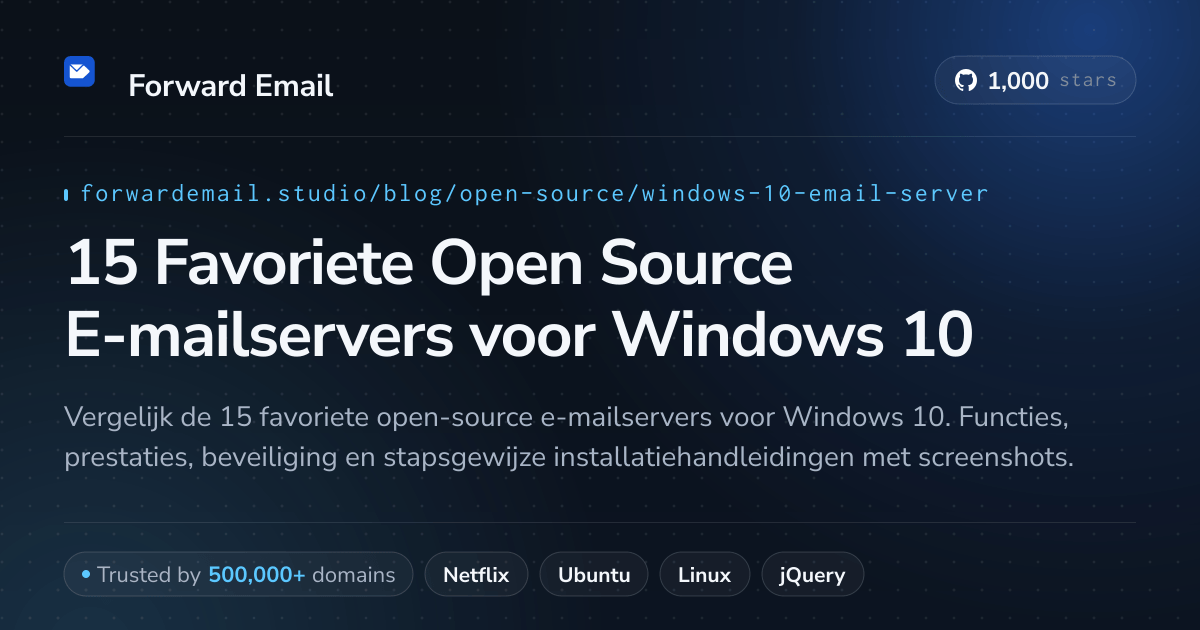 15 Favoriete Open Source E-mailservers voor Windows 10 2026