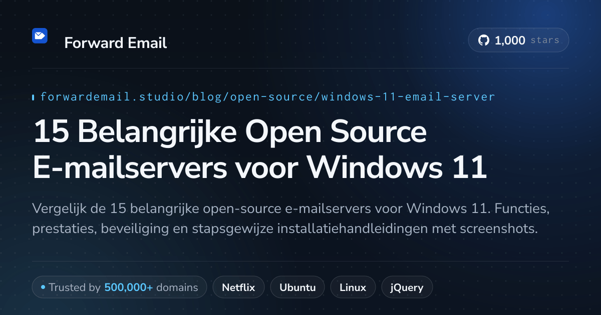 15 Belangrijke Open Source E-mailservers voor Windows 11 2026