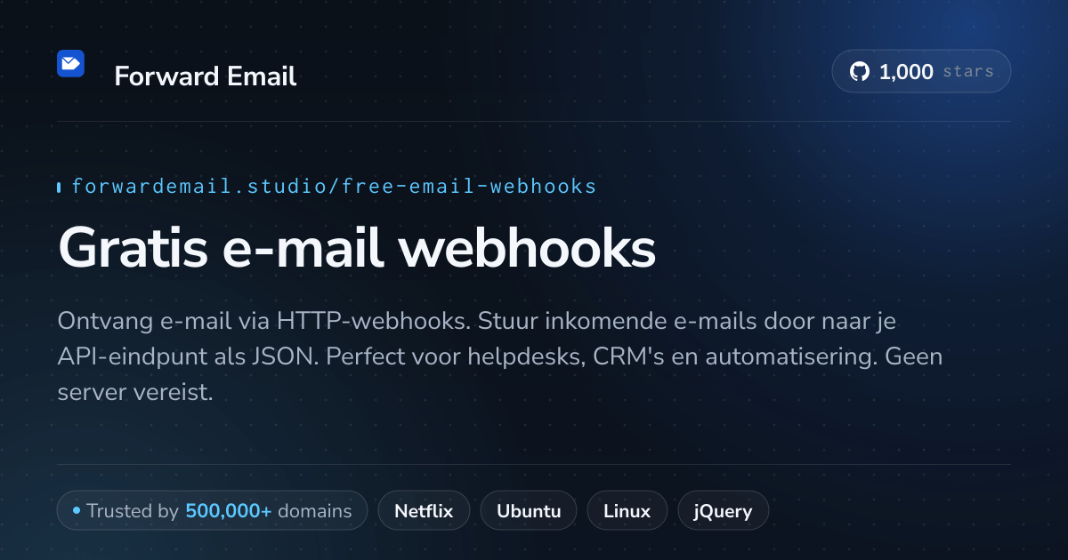 Gratis e-mail webhooks - HTTP-callbacks voor inkomende e-mail 2026