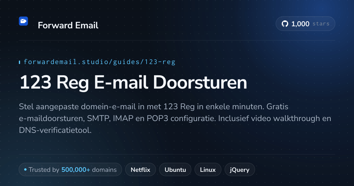 E-mail instellen met 123 Reg