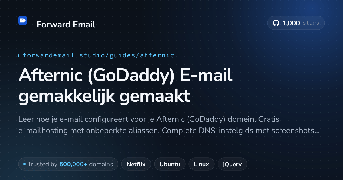 E-mail instellen met Afternic (GoDaddy)