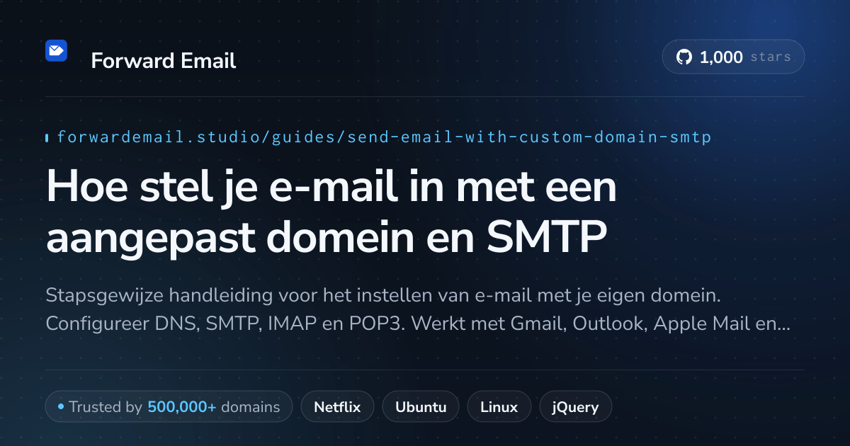 E-mail instellen met Send Email with Custom Domain