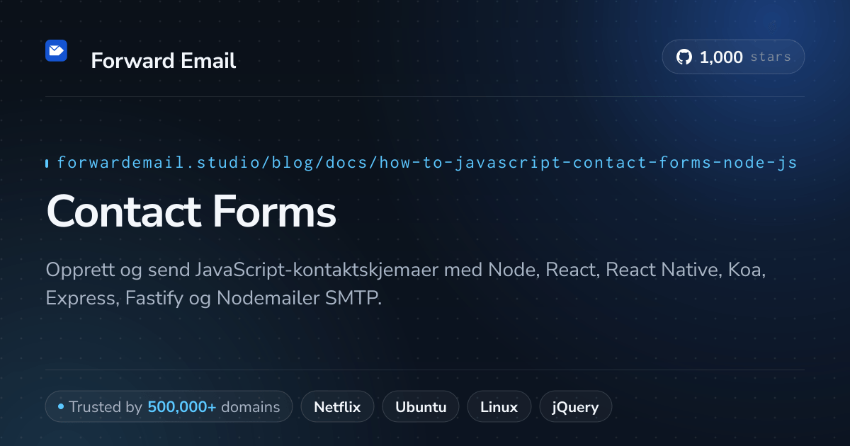 JavaScript-kontaktskjemaer Node.js