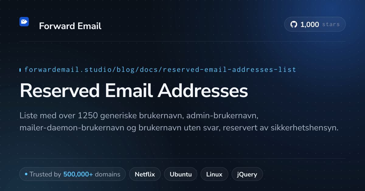 Reserverte e-postadresser