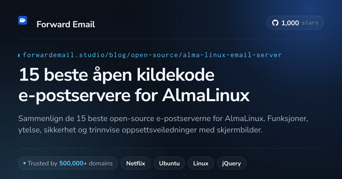 15 beste åpen kildekode e-postservere for AlmaLinux 2026