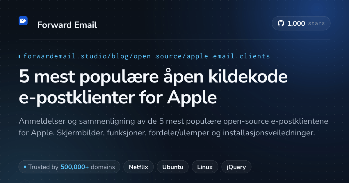 5 mest populære åpen kildekode e-postklienter for Apple 2026