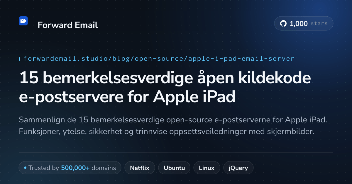 15 bemerkelsesverdige åpen kildekode e-postservere for Apple iPad 2026