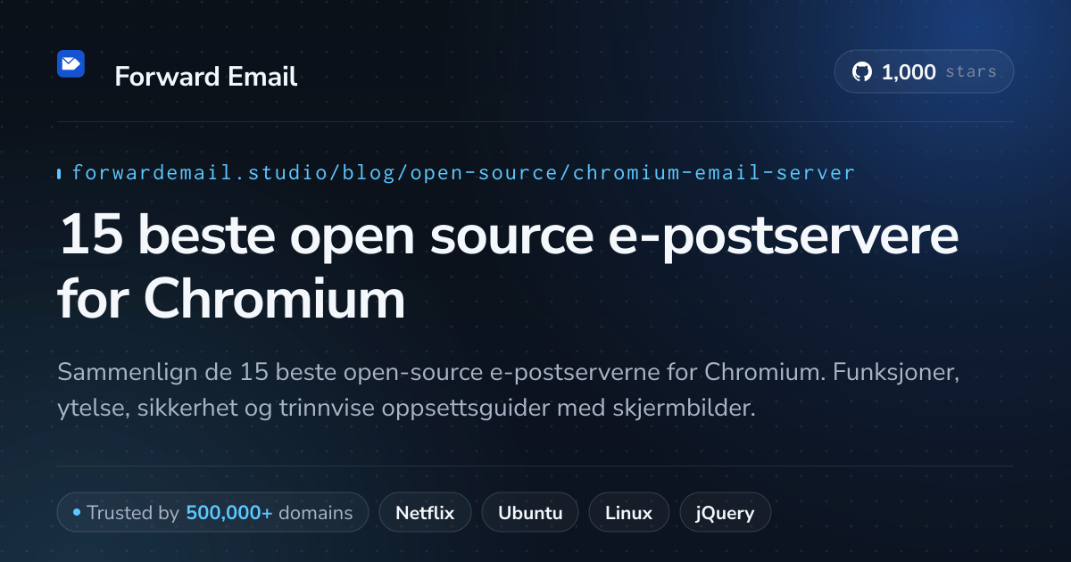 15 beste open source e-postservere for Chromium 2026