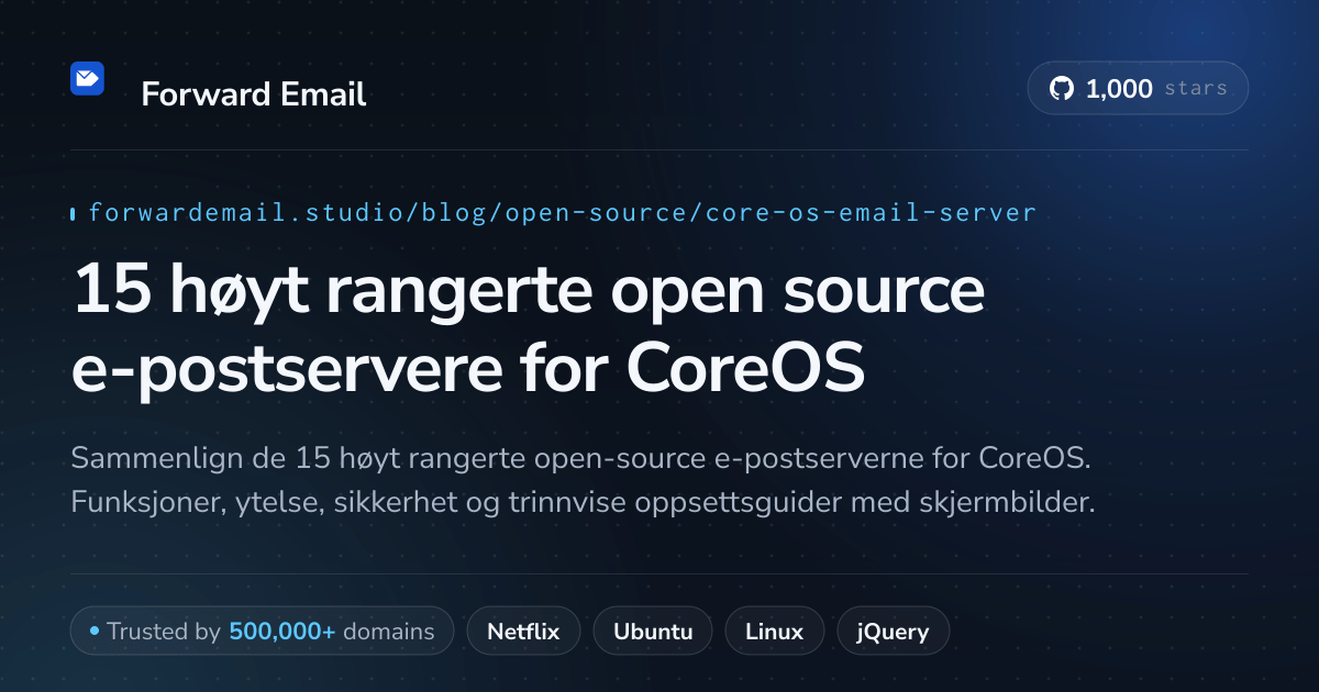 15 høyt rangerte open source e-postservere for CoreOS 2026