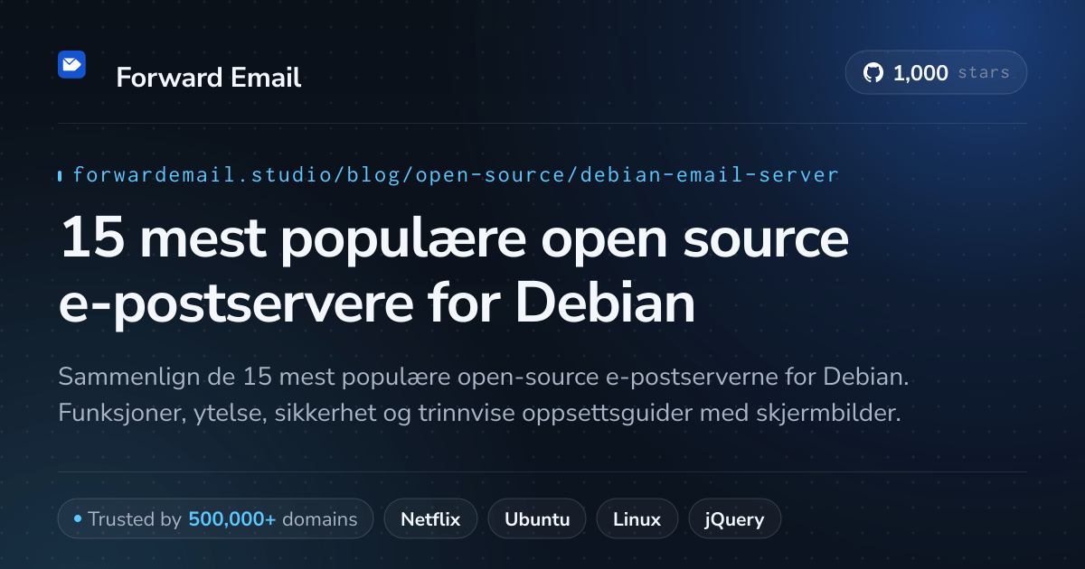 15 mest populære open source e-postservere for Debian 2026