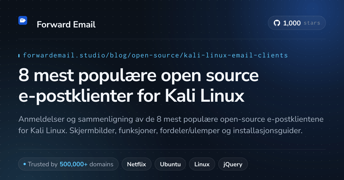 8 mest populære open source e-postklienter for Kali Linux 2026