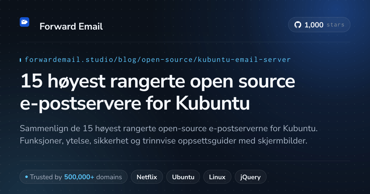 15 høyest rangerte open source e-postservere for Kubuntu 2026
