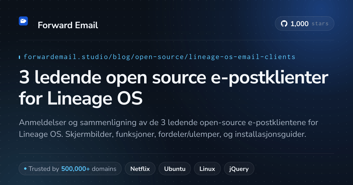 3 ledende open source e-postklienter for Lineage OS 2026