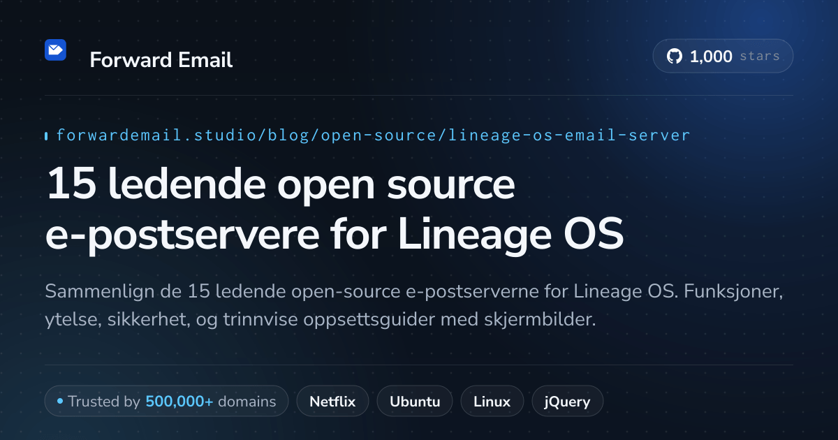 15 ledende open source e-postservere for Lineage OS 2026