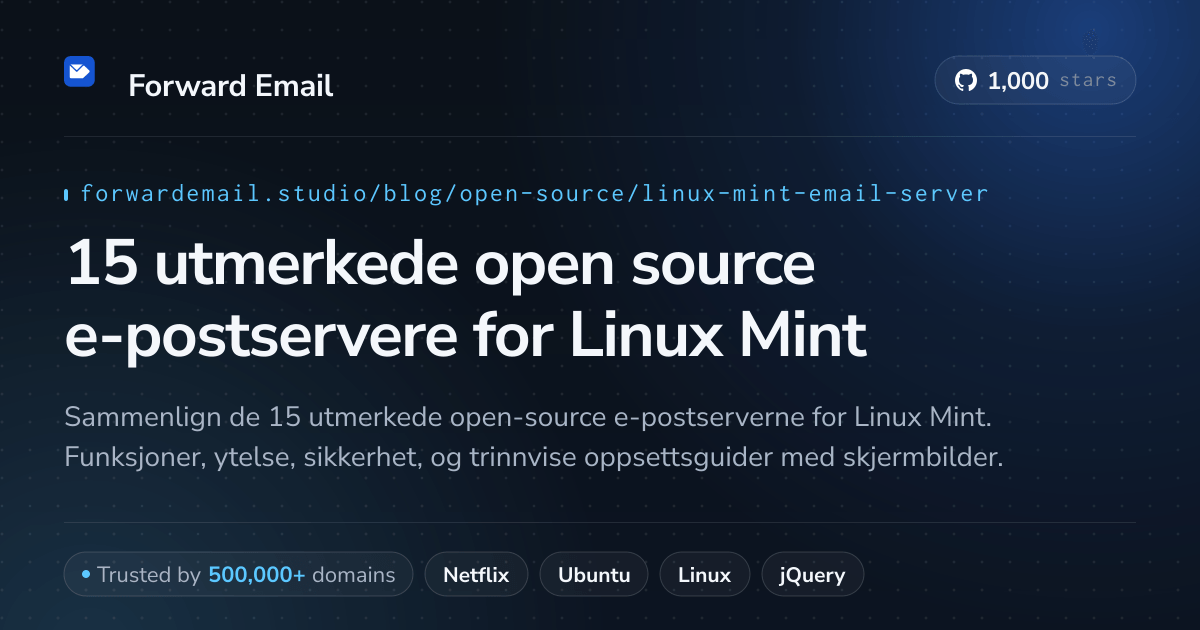 15 utmerkede open source e-postservere for Linux Mint 2026