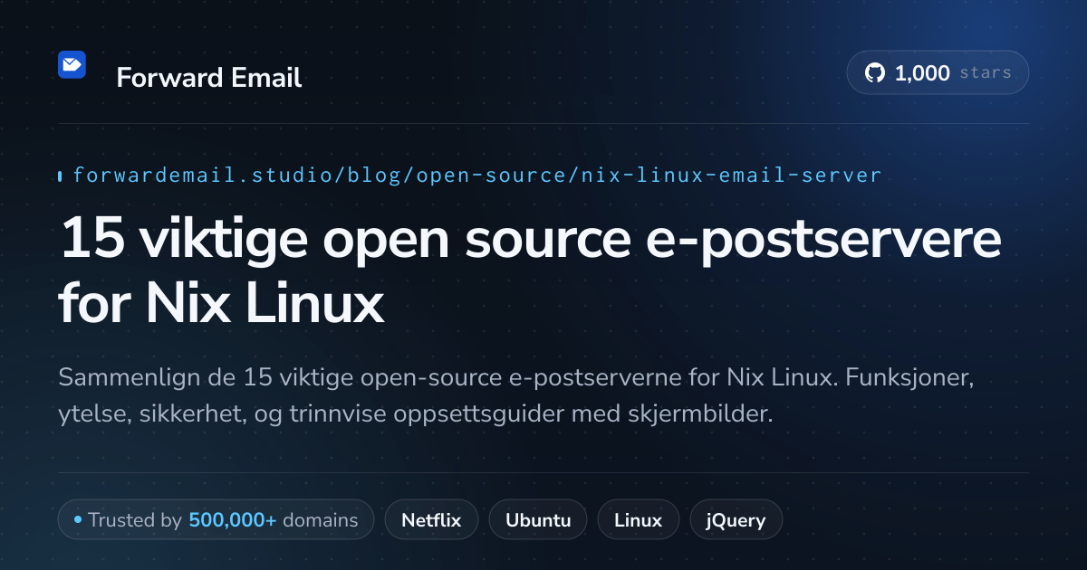 15 viktige open source e-postservere for Nix Linux 2026