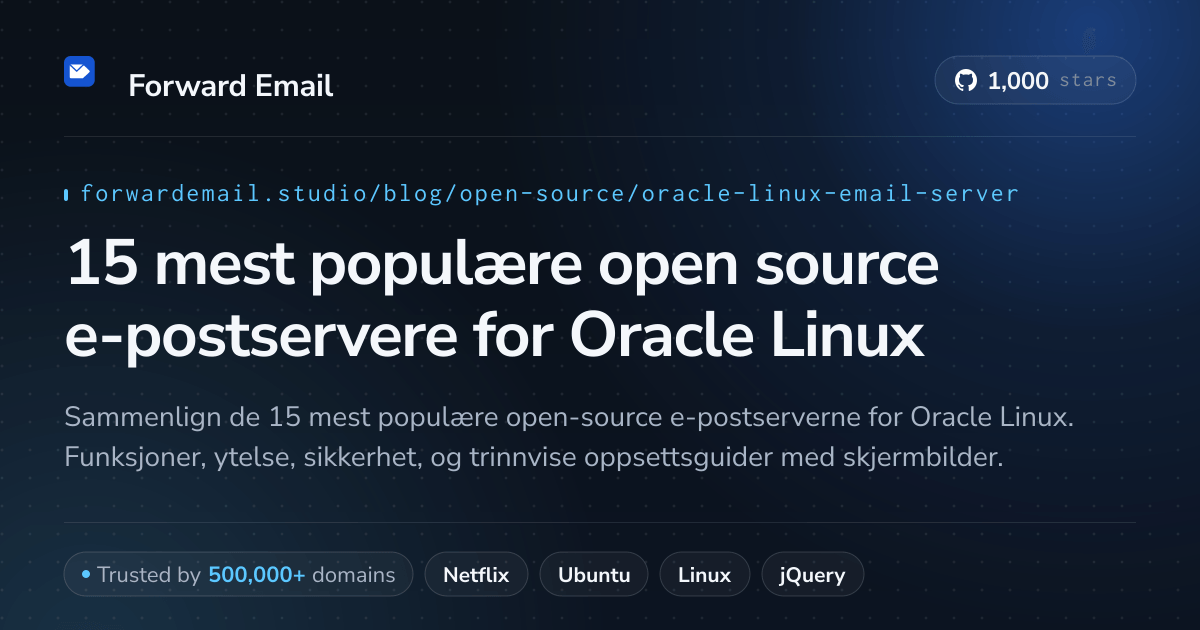 15 mest populære open source e-postservere for Oracle Linux 2026