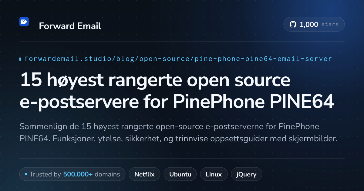 15 høyest rangerte open source e-postservere for PinePhone PINE64 2026