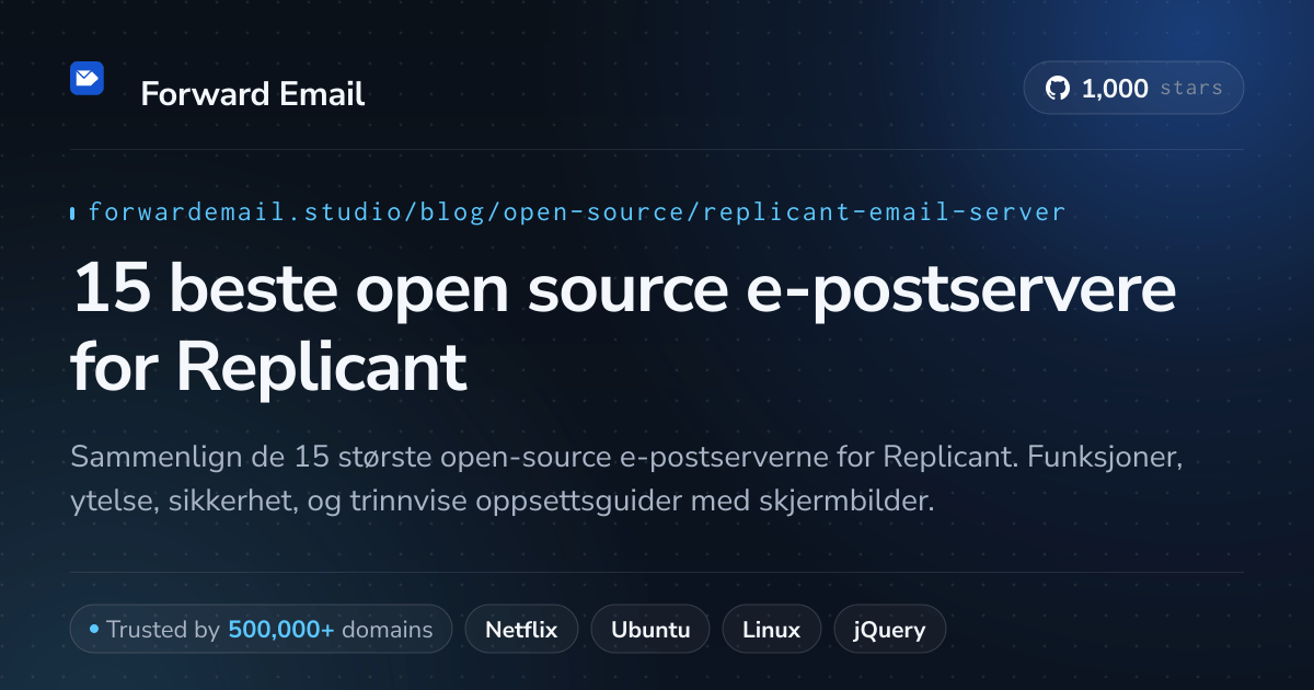 15 beste open source e-postservere for Replicant 2026