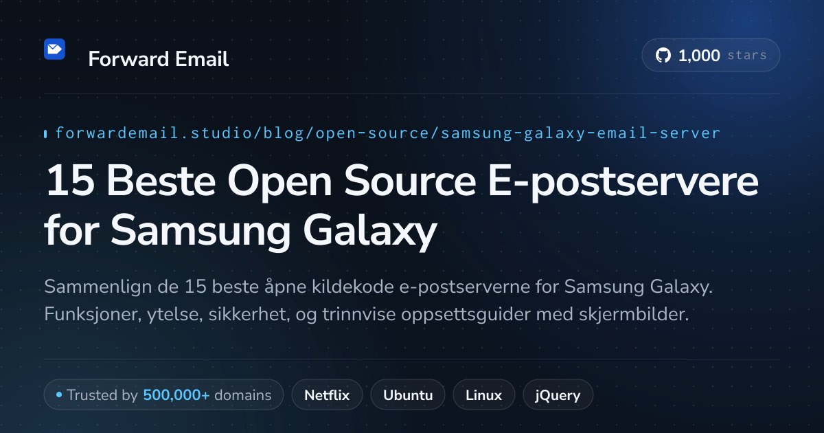15 Beste Open Source E-postservere for Samsung Galaxy 2026