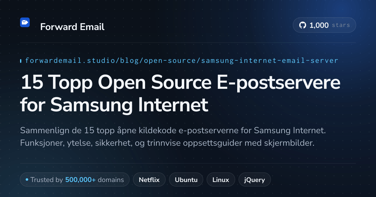 15 Topp Open Source E-postservere for Samsung Internet 2026