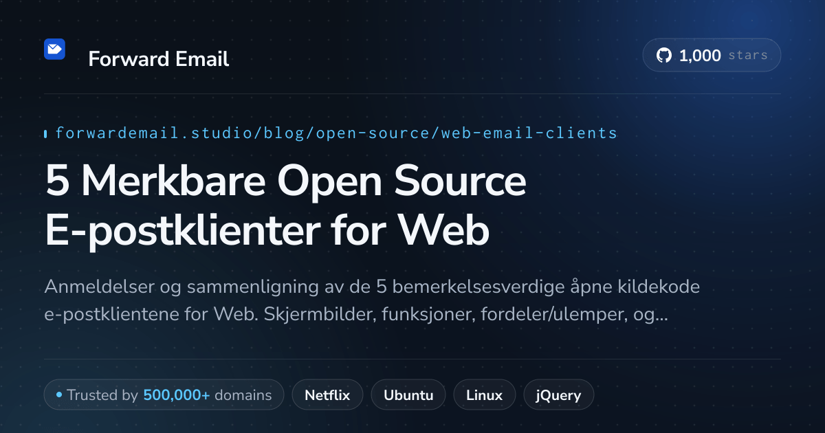 5 Merkbare Open Source E-postklienter for Web 2026
