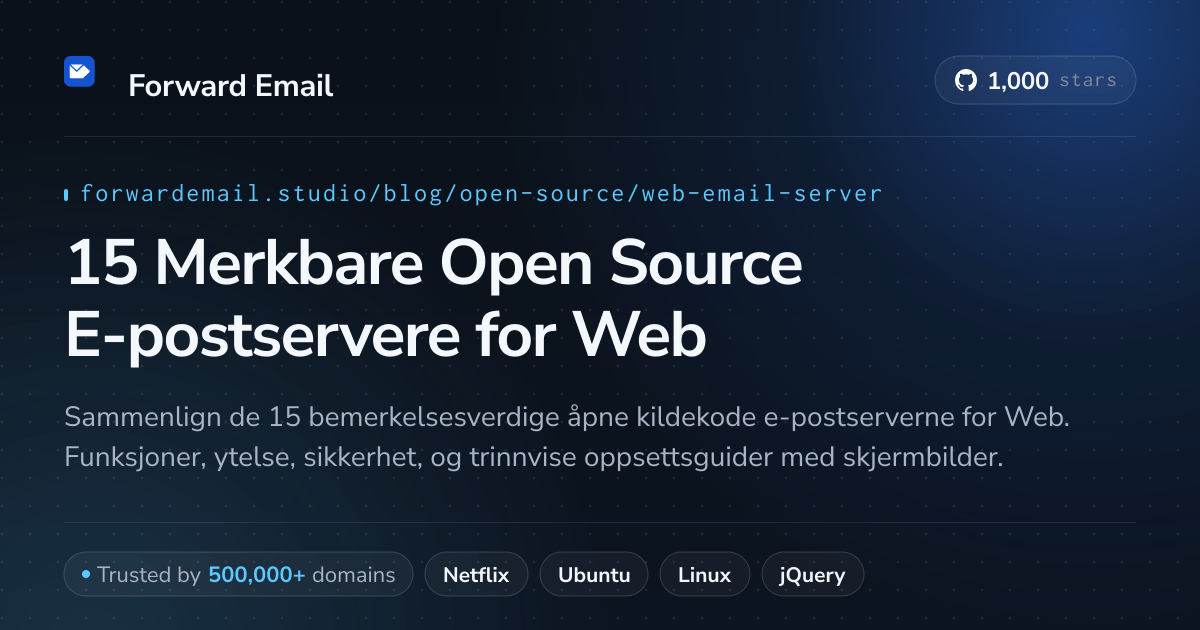 15 Merkbare Open Source E-postservere for Web 2026