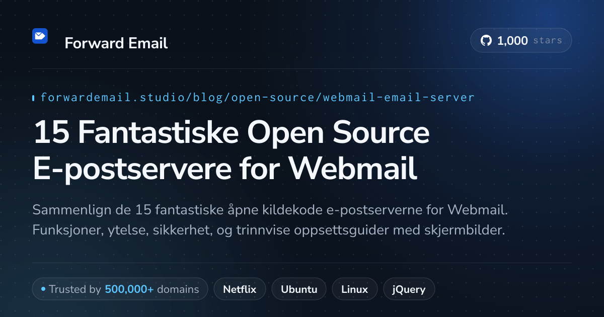 15 Fantastiske Open Source E-postservere for Webmail 2026