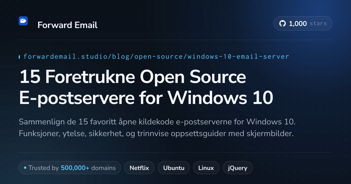 15 Foretrukne Open Source E-postservere for Windows 10 2026