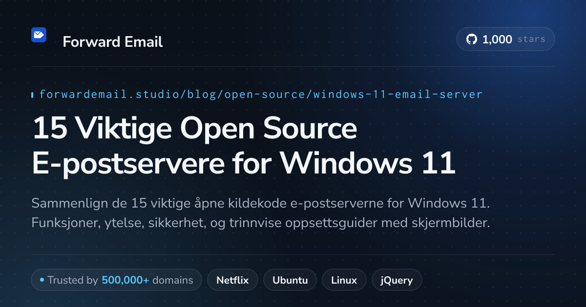 15 Viktige Open Source E-postservere for Windows 11 2026