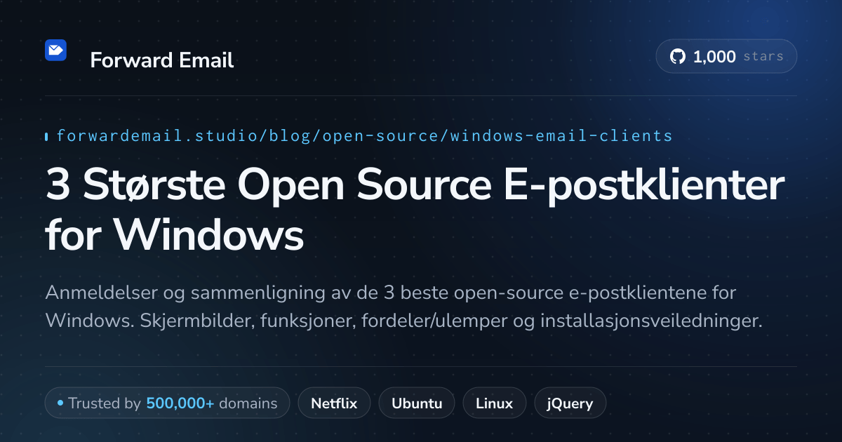 3 Største Open Source E-postklienter for Windows 2026