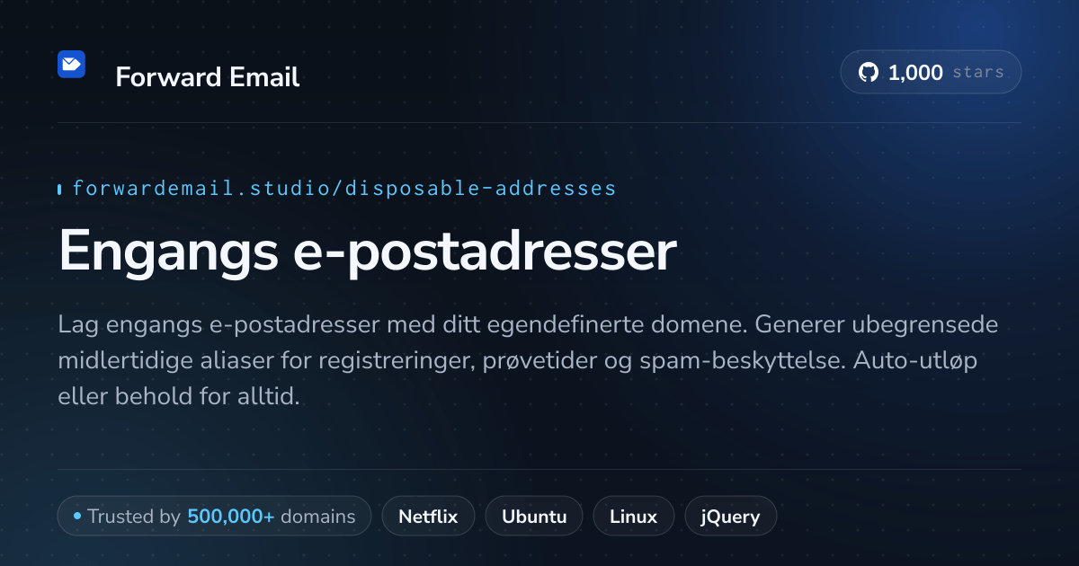 Engangs e-postadresser - midlertidige aliaser for egendefinerte domener