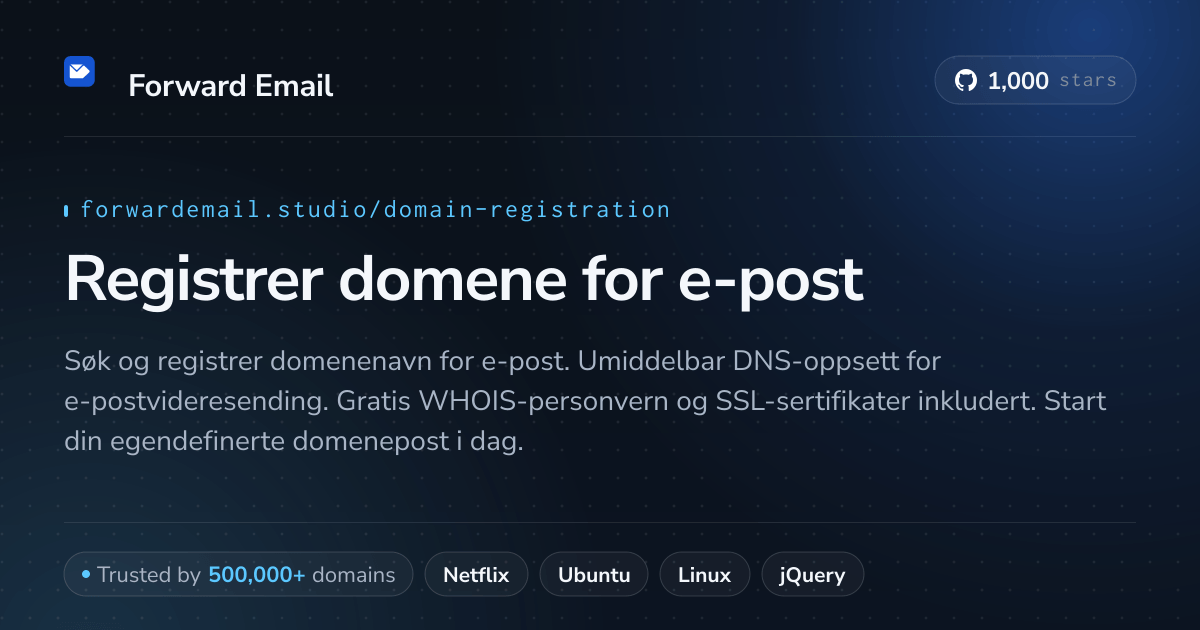 Registrer domene for e-post - finn ditt perfekte domenenavn