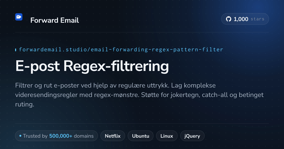 E-post Regex-filtrering - Avansert mønstergjenkjenning for egendefinerte domener