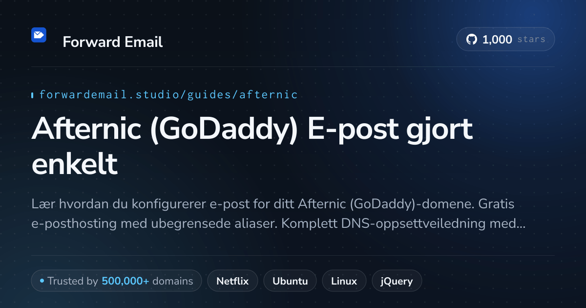 Slik konfigurerer du e-post med Afternic (GoDaddy)