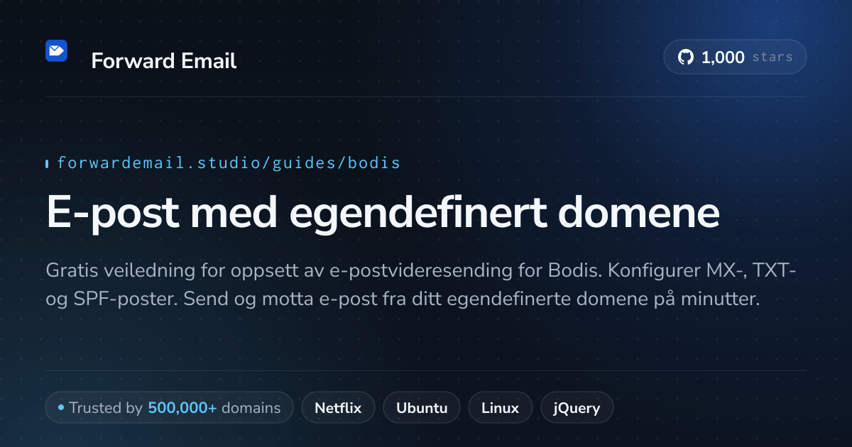 Slik konfigurerer du e-post med Bodis