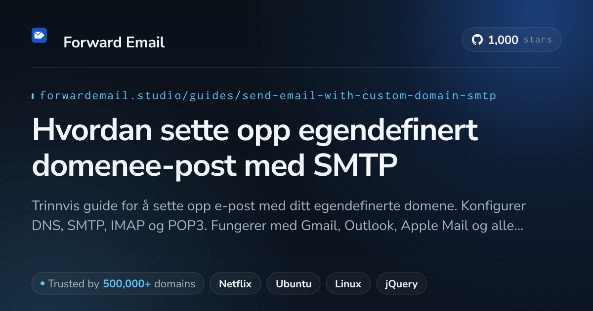 Slik konfigurerer du e-post med Send Email with Custom Domain