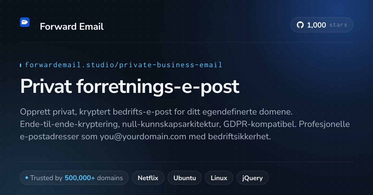 Privat forretnings-e-post - Kryptert og sikker