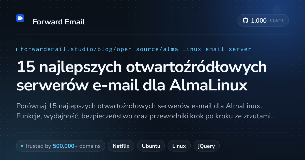 15 najlepszych otwartoźródłowych serwerów e-mail dla AlmaLinux 2026