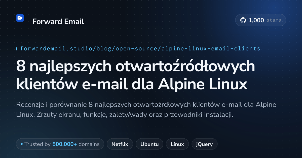 8 najlepszych otwartoźródłowych klientów e-mail dla Alpine Linux 2026