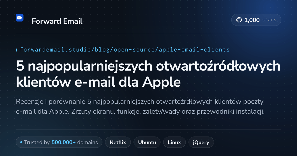 5 najpopularniejszych otwartoźródłowych klientów e-mail dla Apple 2026