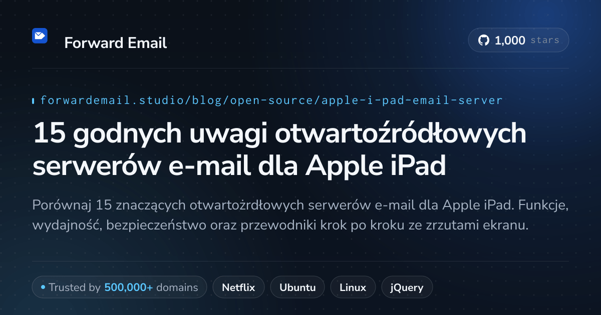 15 godnych uwagi otwartoźródłowych serwerów e-mail dla Apple iPad 2026