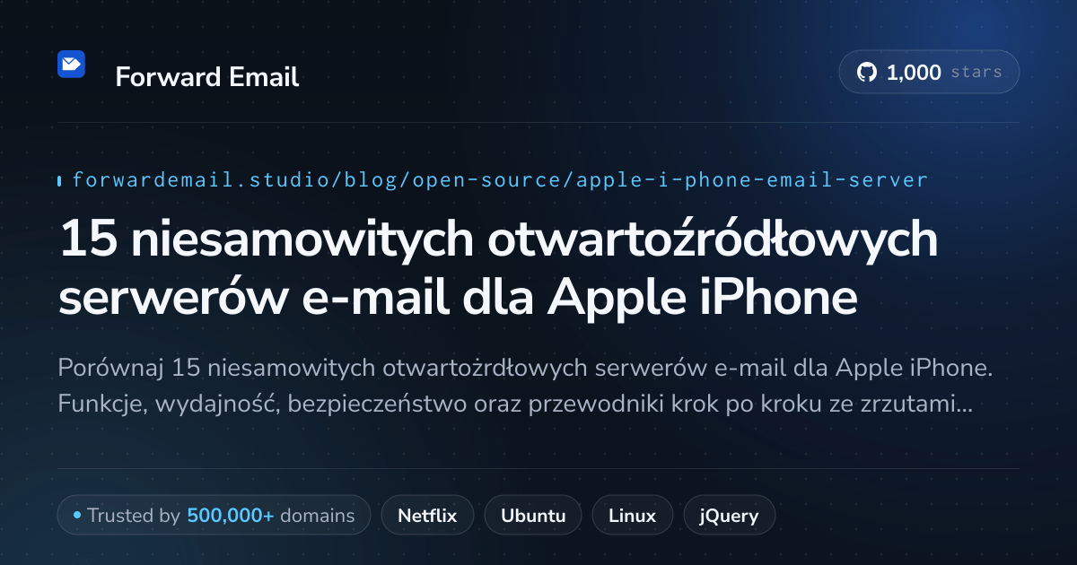 15 niesamowitych otwartoźródłowych serwerów e-mail dla Apple iPhone 2026