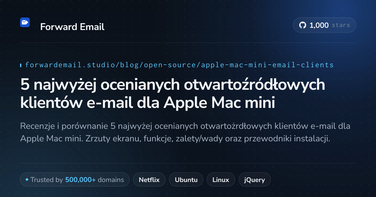 5 najwyżej ocenianych otwartoźródłowych klientów e-mail dla Apple Mac mini 2026